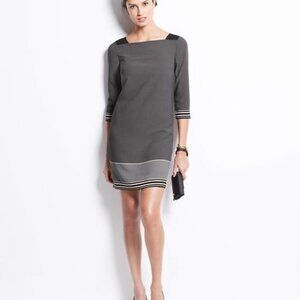 Ann Taylor Pindot Border Print Dress Size 6